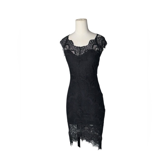 Free People Dresses & Skirts - Intimately Free People Black Peekaboo Lace Slip Dress Scallop Hem